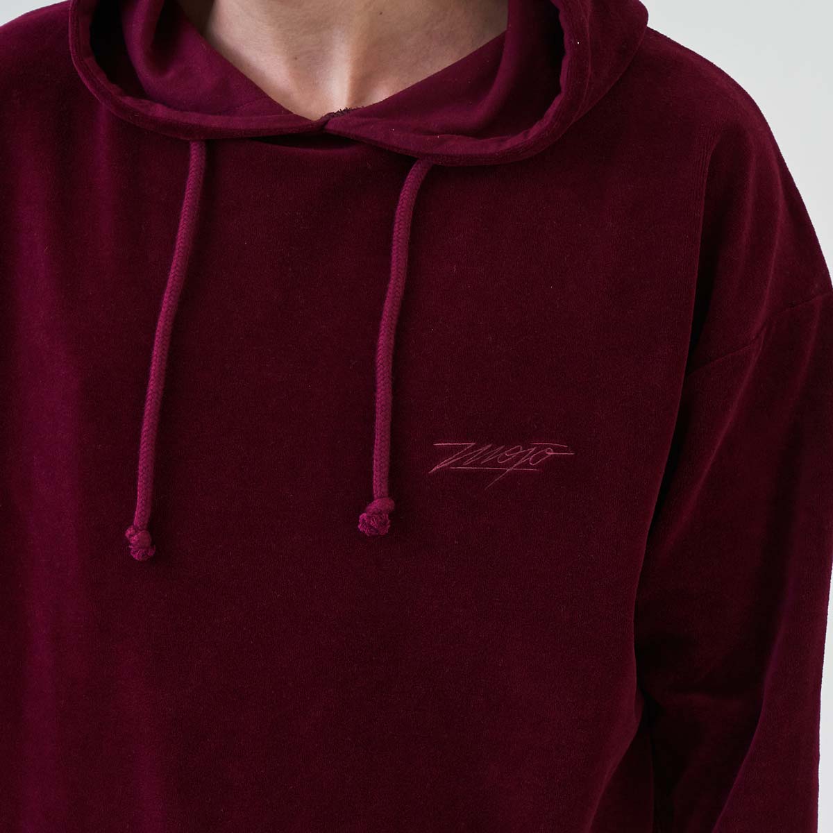 Burgundy velour hoodie mens deals